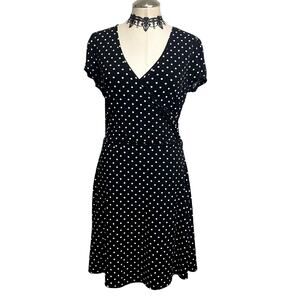 Vintage USA Threads Y2K Polka Dot Rockabilly Goth Faux Wrap Tie Back Dress Sz XL